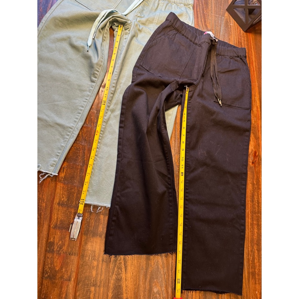 YMI Womens High Rise Wide Leg Utility Pants Bundle‎ Sage Green Black Small Set 2 - Picture 4 of 12